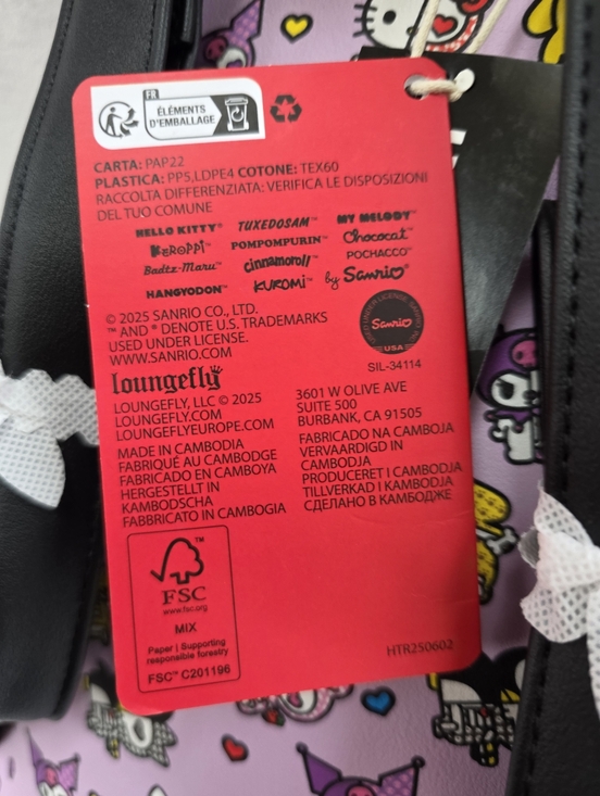 Loungefly Mini Backpack Sanrio Half Skeleton Purple Halloween & Hello Kitty